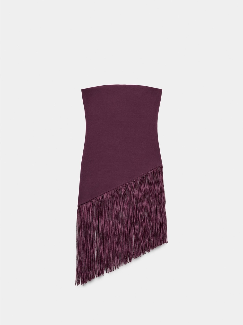 Zara Strapless Fringe Dress in Deep Plum - Picture 6 of 12